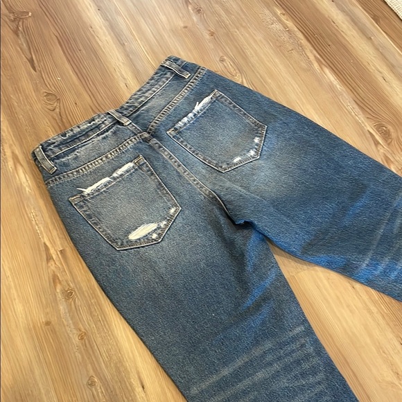VERVET BY FLYING MONKEY Blue Straight Leg Jeans with Faded Distressing - Picture 7 of 8